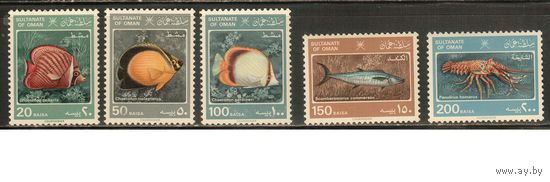 Оман-1985 ,(Мих.286-289)  ** ,  Морская Фауна,Рыбы, Раки  (полная серия)