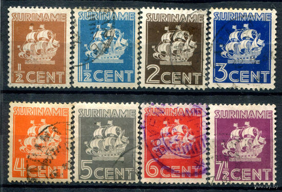 Нидерландские колонии - Суринам - 1936/39г. - нидерландский корабль, 8 м - 8 марок - гашёные. #3-WB-99-A-1