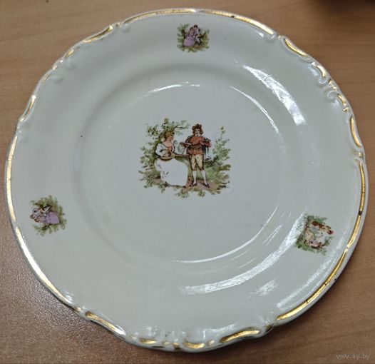 Тарелка десертная Дуэт. 19см Фарфор, деколь. 1960-70 ые года. Польша