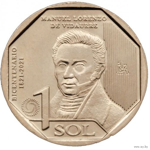 Перу 1 соль, 2022 Мануэль Лоренсо де Видаурре UNC