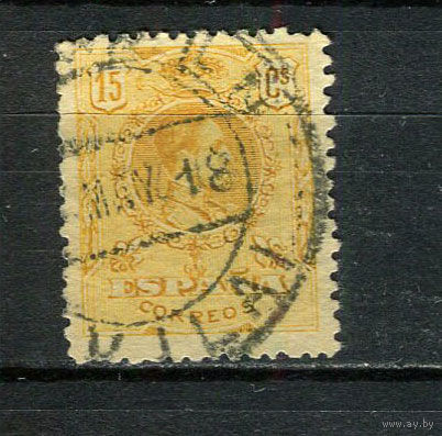 Испания (Королевство) - 1917/1921 - Король Испании Альфонсо XIII 15C - [Mi.247b] - 1 марка. Гашеная.  (Лот 81CB)