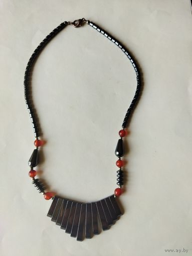 Колье из гематита. Винтаж. 46 см.