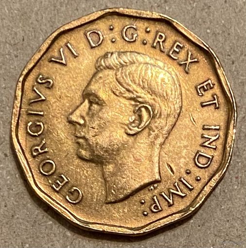 Монета 5 центов 1942 год. Канада. Король Георг VI . Бобер.