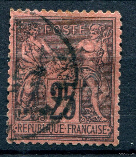 Франция (Республика) - 1877/78г. - аллегория, 25 с - 1 марка - гашёная [Mi 74]. #1-Fr-11-A-1