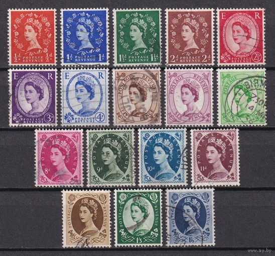 25.Br. Великобритания. Елизавета II. Стандарт. 1955 - 57 гг.  Mi.##282-298.