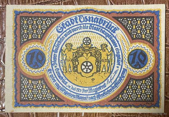 Нодгельд 10 пфеннигов 1921 год. Оснабрюк. Веймарская республика