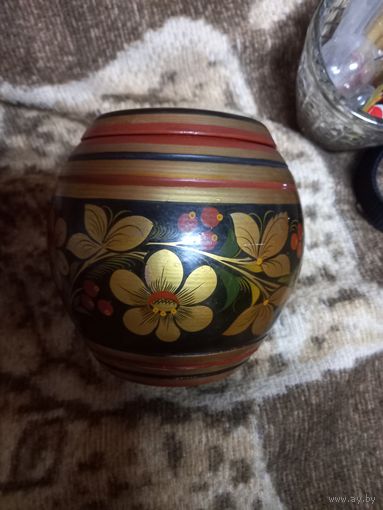 Бочонок шкатулка деревянный расписной хохлома СССР