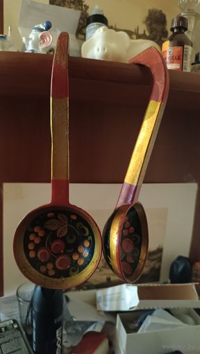 Ложка, черпак , дерево, роспись Хохлома.