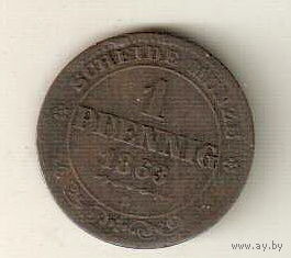 Саксония 1 пфенниг 1863