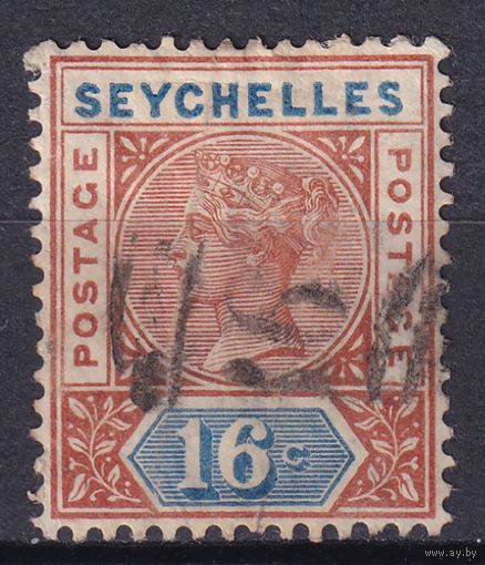56.BrKSe. Великобритания. Колонии. Сейшельские острова. Виктория. Стандарт. 16C. 1890 г. Mi.#6 I.