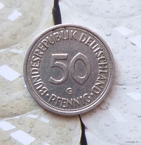50 пфеннигов 1982(G) года ФРГ. Федеративная Республика. Редкая монетв! Неплохая!