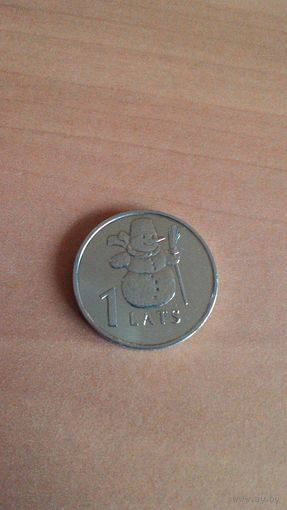 Латвия, 1 лат 2007. Снеговик.