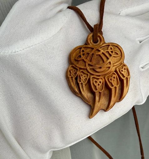 Амулет, подвеска, брелок Печать Велеса Медвежья лапа: удача и процветание Сувель березы