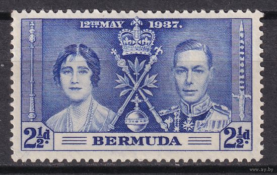 6.BrKS. Великобритания. Колонии. Бермуды. Коронация Георга VI и Елизаветы. 1937 г. 2 1/2d. Mi.#100.