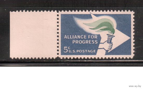 США-1963, (Мих.847) , **  , Факел (одиночка),