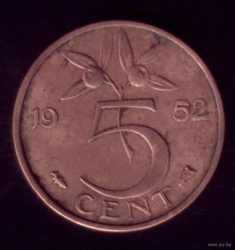 5 центов 1952 год Нидерланды