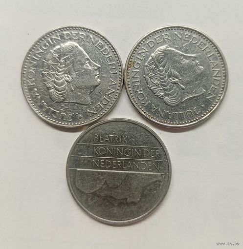 Нидерланды 1 гульден,1969 год. 1975 год.1982 год