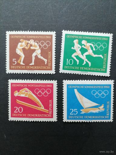 ГДР 1960 Полная серия марок "Летние олимпийские игры в Риме и Зимние олимпийские игры в Скво-Вели" (чистые**) Mi.746-749 каталог 6.50 евро
