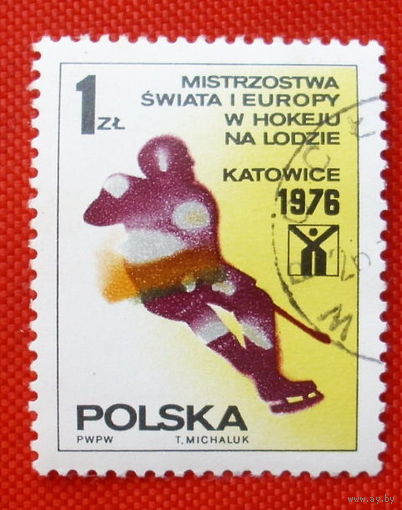 Польша. Хоккей. ( 1 марка ) 1976 года.