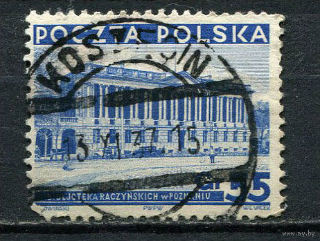 Польша - 1935/1937 - Библиотека Рачинского 55Gr - [Mi.309i] - 1 марка. Гашеная.  (Лот 54EO)-T7P9