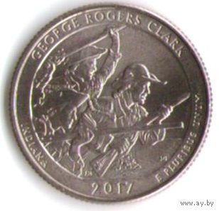 25 центов 2017 г. Парк=40 Национальный исторический парк Джоржа Р. Кларка Индиана Двор P _состояние UNC