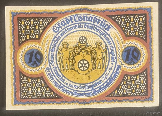 Нотгельд 10 пфеннигов 1921 год. Оснабрюк. Веймарская республика
