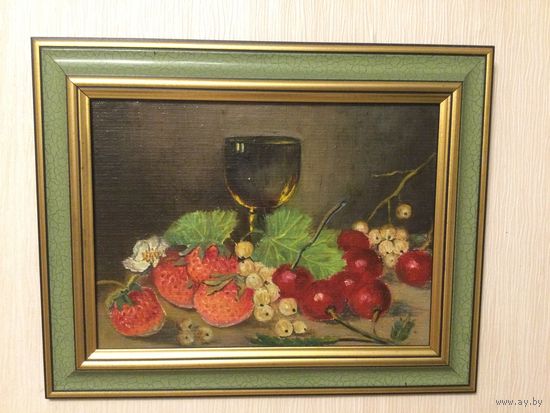 Натюрморт.СССР.ДВП,масло.35х28 см.