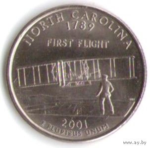 25 центов 2001 г. Северная Каролина серия Штаты и Территории Двор D _UNC