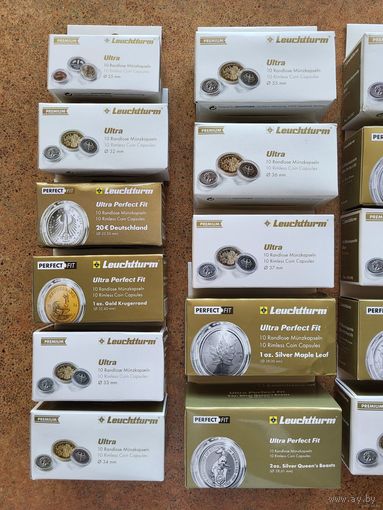 Капсулы для монет Leuchtturm Ultra 34 мм, 35 мм, 36 мм  * 10 штук! Целая упаковка! Германия, Лёйхтурм, Leuchtturm! ВОЗМОЖЕН ОБМЕН!