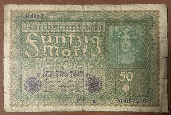 Банкнота 50 марок 1919 год. Веймарская республика.