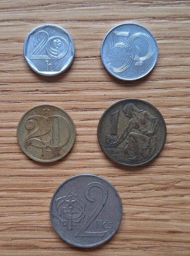 Набор геллеров и крон. Чехословакия. (20, 50, 1, 2)