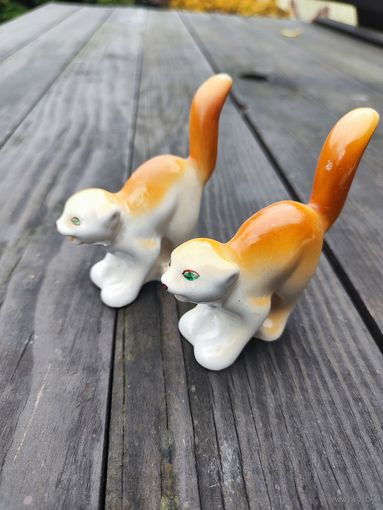 Фарфоровая статуэтка "Кот-озорник" Полонский ЗХК 1973-1991 2 шт