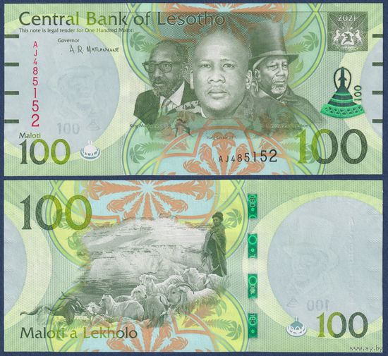 Лесото, 100 малоти 2021 г., P-W29 (король Летси III), UNC