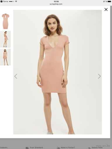 Topshop платье Plunge Tie Back Dress, размер M/L