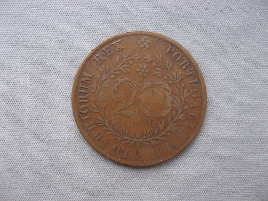 Азорские острова 20 реалов 1866 год  Луиш I Автономный регион Асориш (1843-1901)