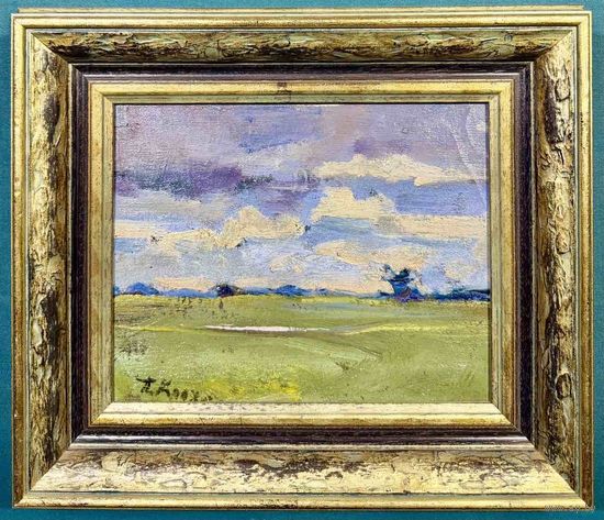 Крохалев П.С (Крохолев)"Между небом и землёй". Холст, масло.Размер 25,4х30 см.