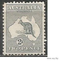Австралия. Кенгуру на фоне карты.1913г. Mi#6.