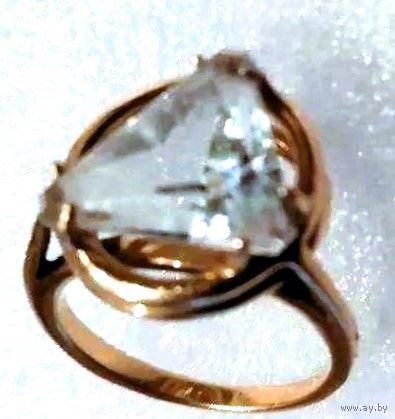 Редкое из СССР КРУПНОЕ КОЛЬЦО С ГОРНЫМ ХРУСТАЛЕМ! ВЕС - 5,41 ГРАММ.