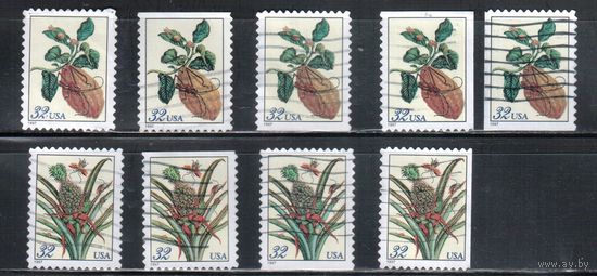 США-1997 (Мих.2806-2807  ВА+BD+ВЕ) ,  гаш. , Стандарт, Флора, Фауна, зубцовки