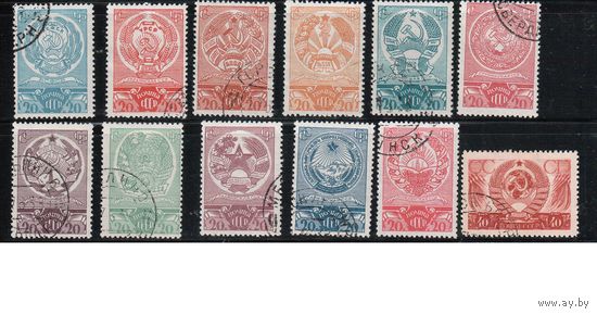 СССР-1938, (Заг.504-514,481),  гаш. , Выборы, Гербы(полная серия)