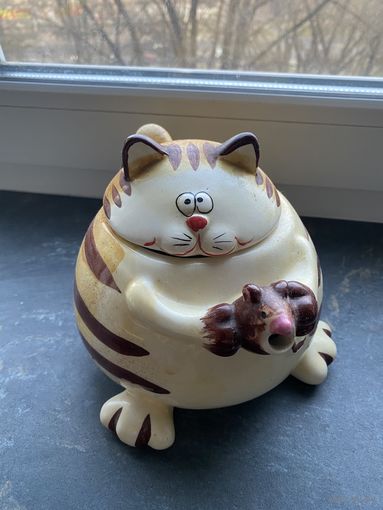 Чайник заварочный керамический рыжий кот