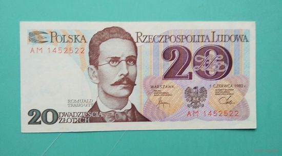 Банкнота 20 злотых Польша 1982 г.