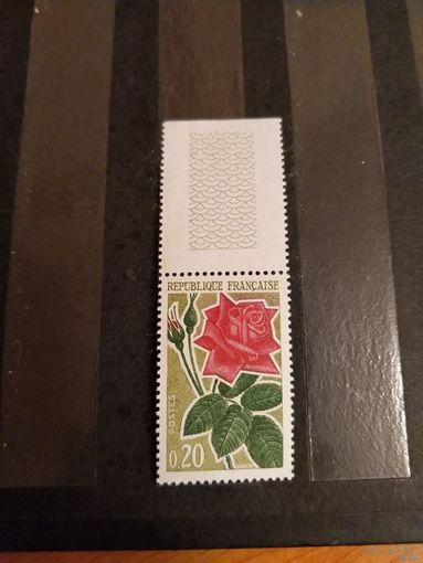 1962 Франция флора цветы розы чистая клей MNH** с полем (4-8)