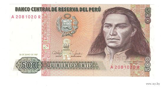 Перу 500 интис 1987 года. Состояние UNC!