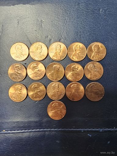 Один цент США . 16 МОНЕТ