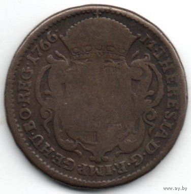КОРОЛЕВСТВО ВЕНГРИЯ 1 ДЕНАР 1766. МАТЕРЬ БОЖИЯ-  КОРОЛЕВА И ОПЕКУНКА ВЕНГРИИ.