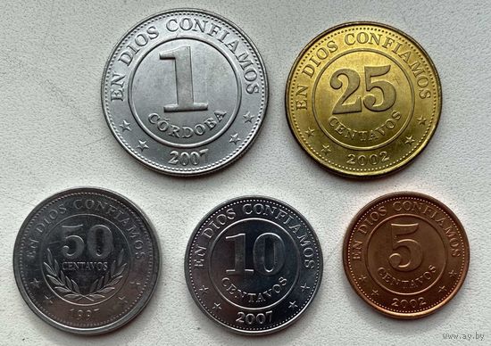 Никарагуа набор монет 5, 10, 25, 50 сентаво, 1 кордоба 1997 - 2007 гг. Комплект