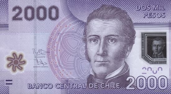 Чили 2000 песо образца 2016 года UNC p162f