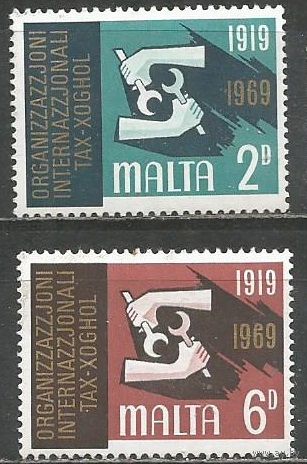 Мальта. 50 лет Международной организации труда. 1969г. Mi#387-88. Серия.