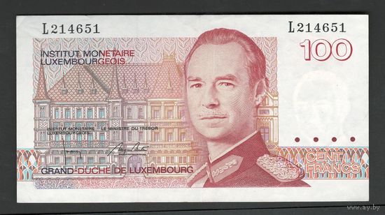 Люксембург 100 франков 1986 года. Тип Р-58b. Состояние XF+